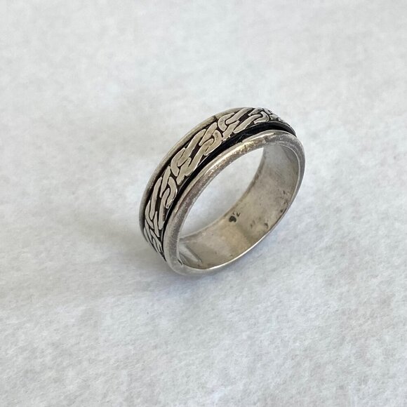 Sterling Silver 925 Chunky Sailors Knot Unisex 8MM Spinner Band Ring Sz 11.5 - Picture 13 of 15